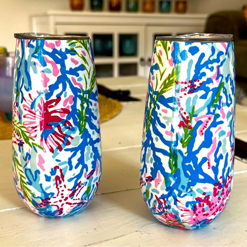 Lilly Pulitzer Stainless Steel Champagne Flute w/Lids